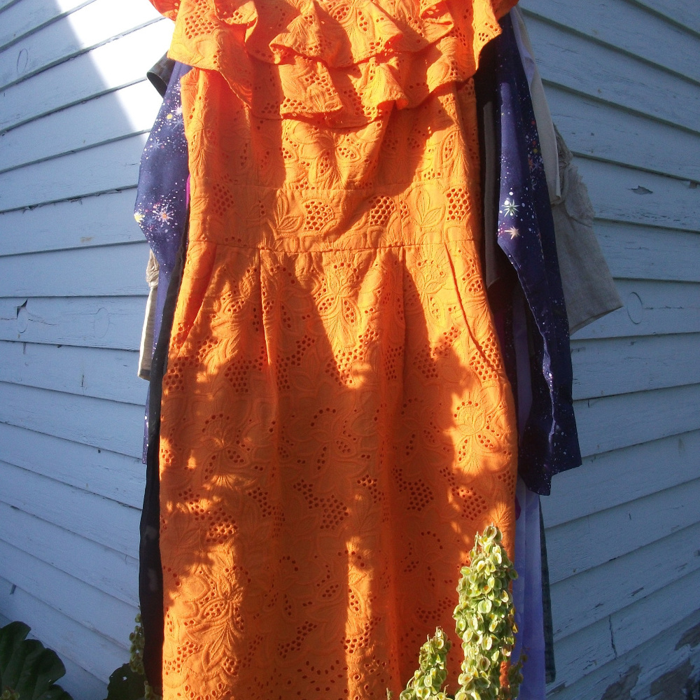 Eliza J NY Sz 4 ORANGE 100% COTTON 2 POCKETS Dress